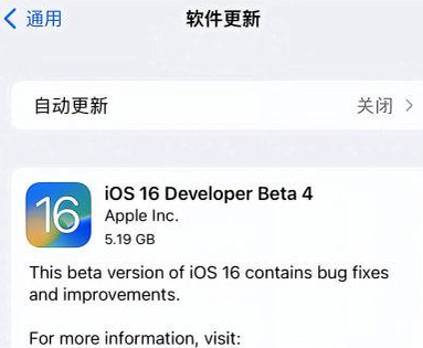 泰来苹果手机维修分享iOS16 Beta4 更新内容及升级建议 