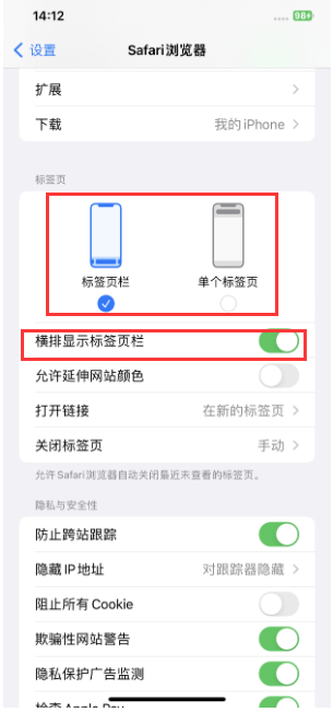 泰来苹果手机维修分享Safari浏览器如何切换标签栏位置 