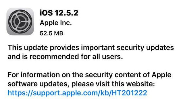 泰来苹果手机维修分享iOS12.5.2发布，建议所有老苹果用户安装 